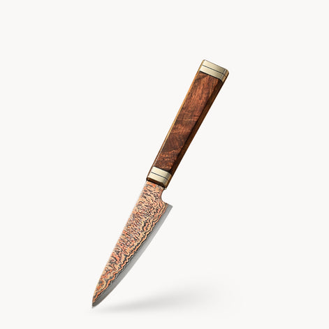 5-inch Vegetable Knife From The Ji Series With 53 Layers of Tricolor Copper Damascus Steel