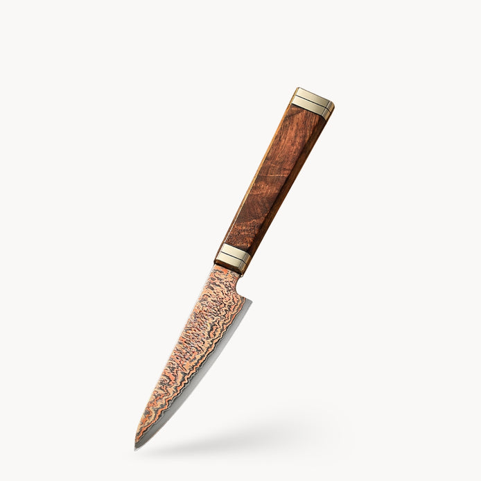 5-inch Vegetable Knife From The Ji Series With 53 Layers of Tricolor Copper Damascus Steel