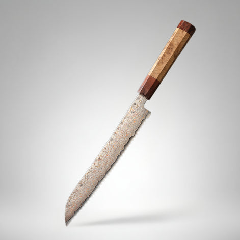 8.7” Bread Knife in 37-Layer Tricolour Damascus Steel