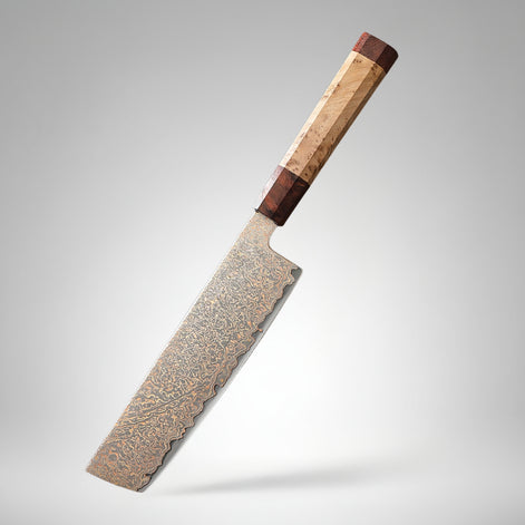 Nakiri Knife 7.2” in Tricolour Damascus Steel