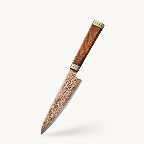 Ji Series Utility Knife 53-Layer Tricolour Copper Damascus Steel