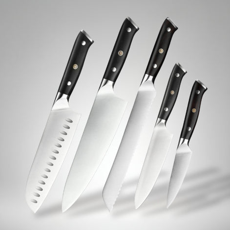Professional Knives Set in 1.4116 Stainless Steel with Ebony Wood Handle