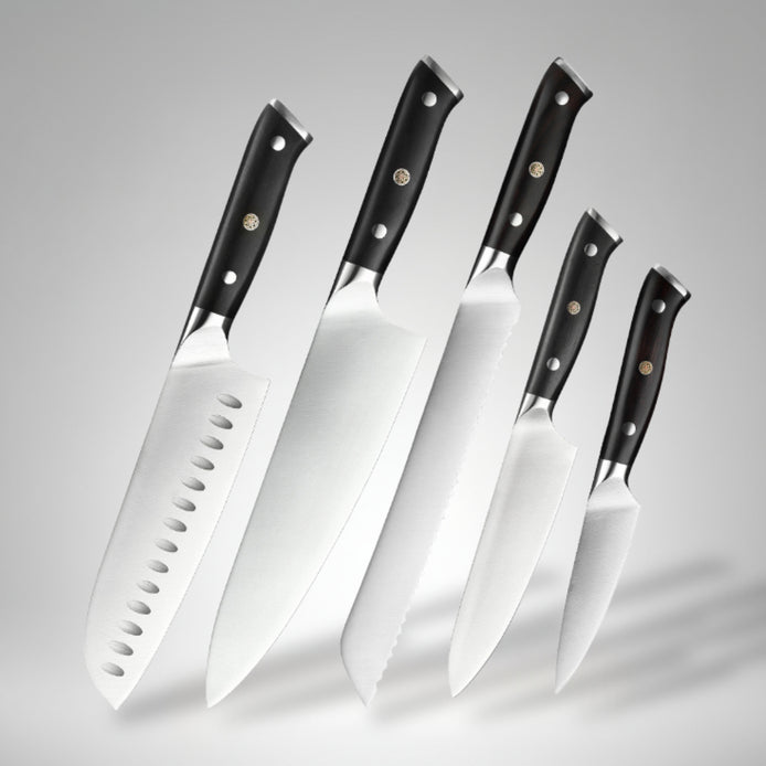 Professional Knives Set in 1.4116 Stainless Steel with Ebony Wood Handle