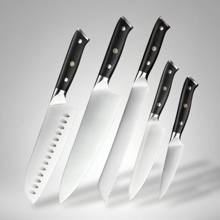 Professional Knives Set in 1.4116 Stainless Steel with Ebony Wood Handle