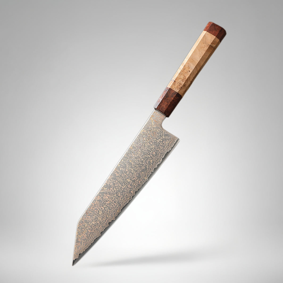 Bunka Knife 8.3″ in Tricolour Damascus Steel – 37 Layers