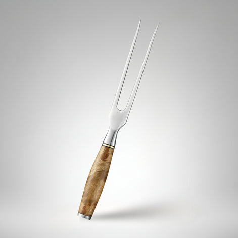 Forged Carving Fork in 430 Stainless Steel with Sycamore Wood Handle