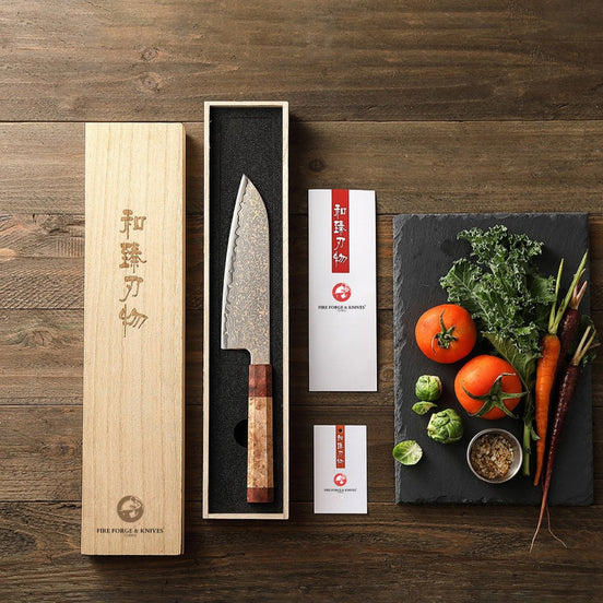 7.2″ Santoku Knife in Tricolor Damascus Steel