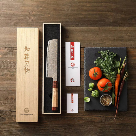 Nakiri Knife 7.2” in Tricolour Damascus Steel