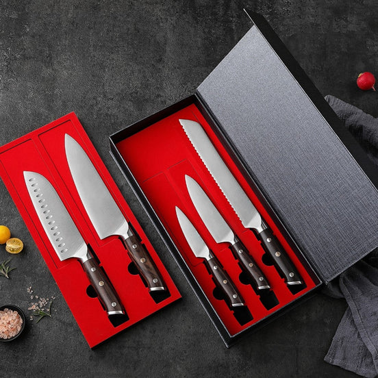 Professional Knives Set in 1.4116 Stainless Steel with Ebony Wood Handle