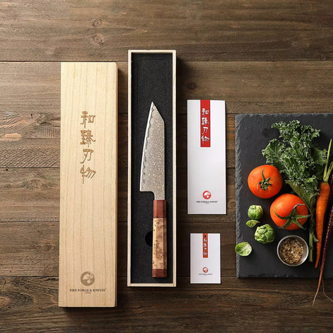 6.5″ Bunka Knife in 37-Layer Tricolour Damascus Steel