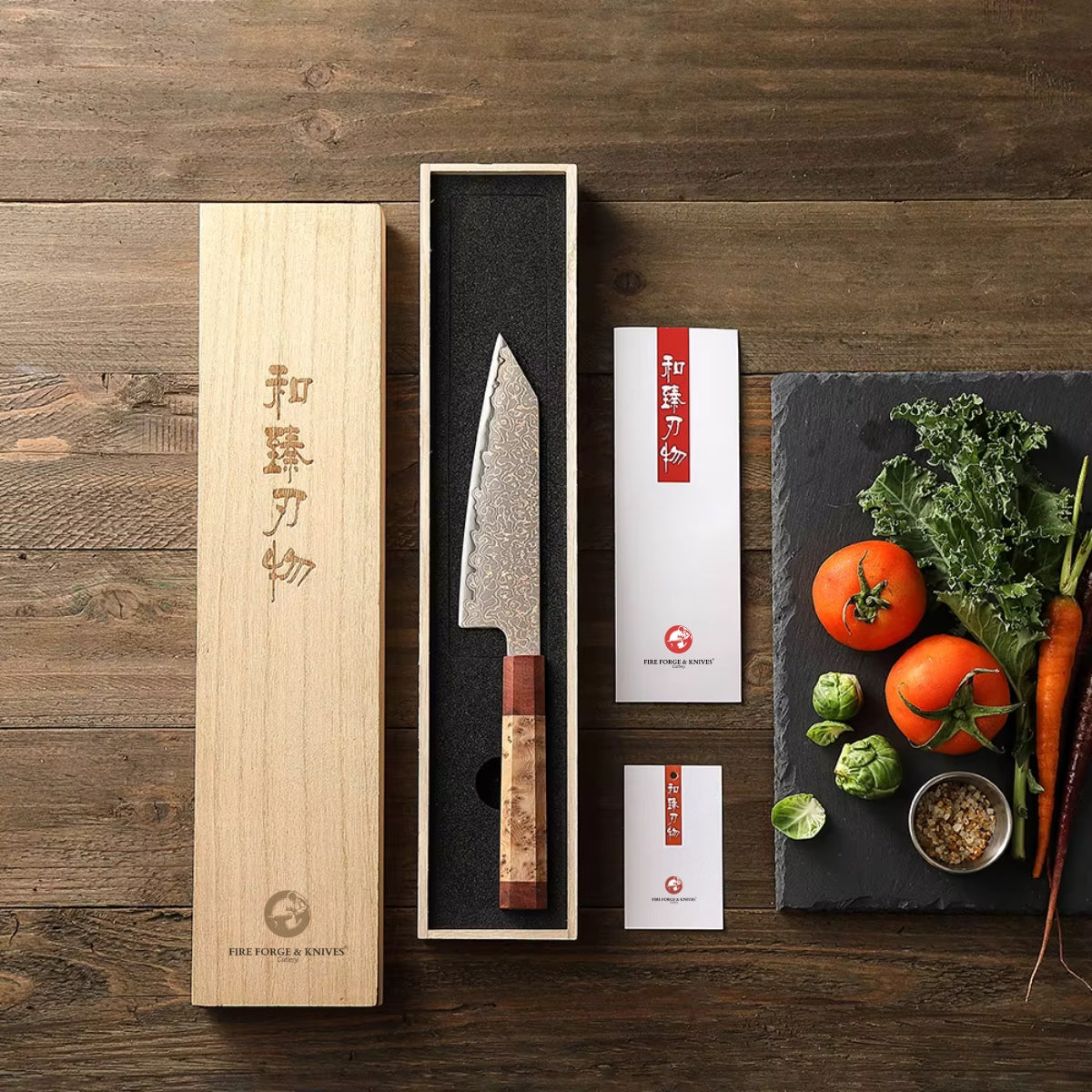 6.5″ Bunka Knife in 37-Layer Tricolour Damascus Steel