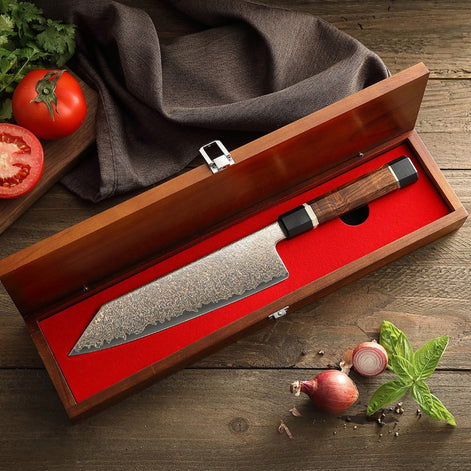 Bunka Knife in Tricolour Damascus Steel with High-Precision Octagonal Handle