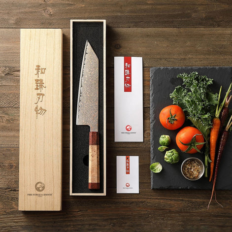 Bunka Knife 8.3″ in Tricolour Damascus Steel – 37 Layers