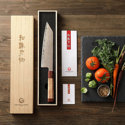 Bunka Knife 8.3″ in Tricolour Damascus Steel – 37 Layers