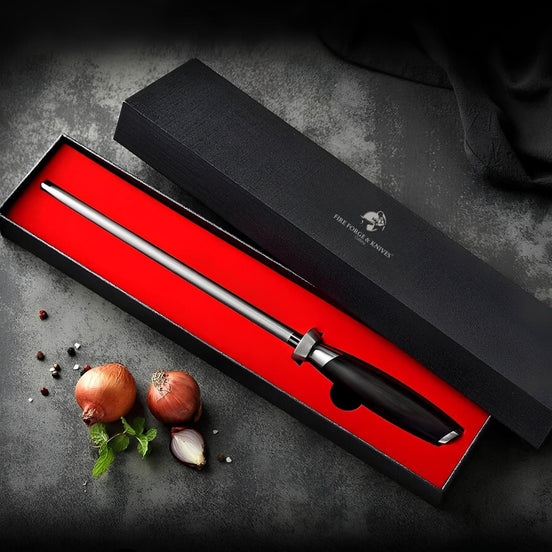 Professional Knife Sharpening Rod with Ebony Wood Handle
