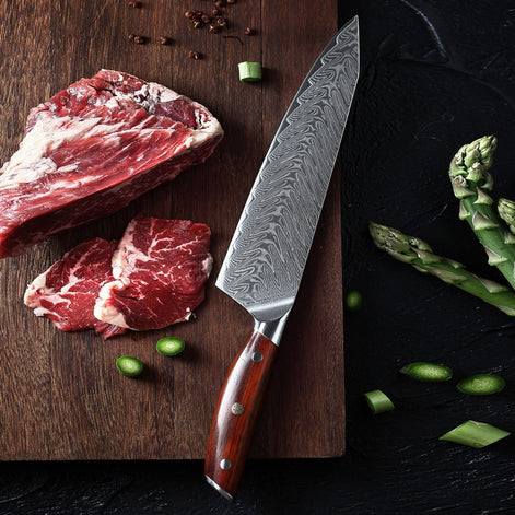 8.5" Chef Knife in 67-Layer Damascus Steel with Rosewood Handle