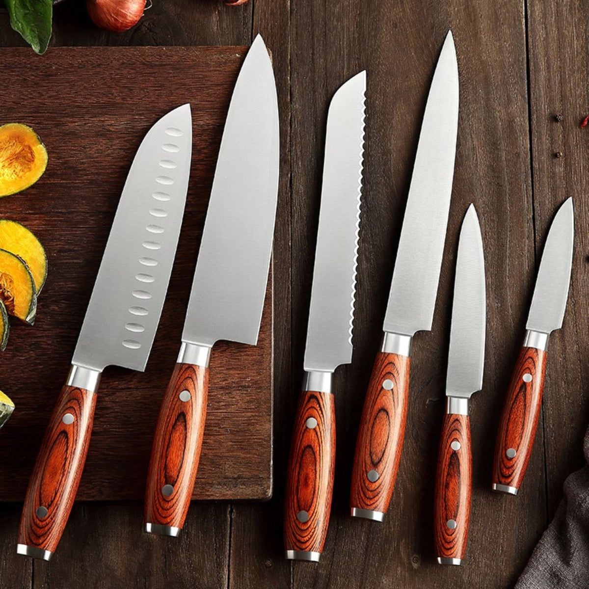 Professional Knives Set in German 1.4116 Steel with Pakka Wood Handle
