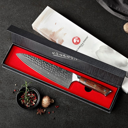 Chef Knife — Hammered Laminated Stainless | Extended Slicing Control