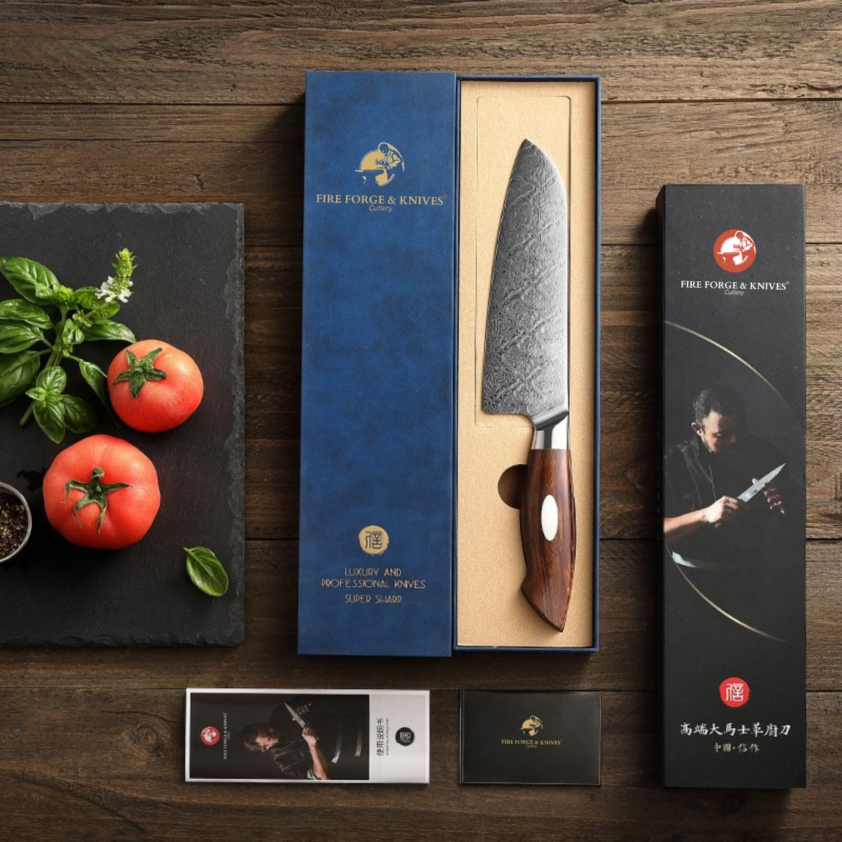 Santoku 7” Knife in 110-Layer Damascus Steel with Desert Ironwood Handle