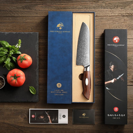 Santoku 7” Knife in 110-Layer Damascus Steel with Desert Ironwood Handle