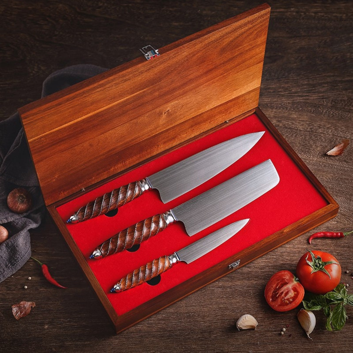 Professional Knives Set in Böhler M390 Steel with Hybrid Handle