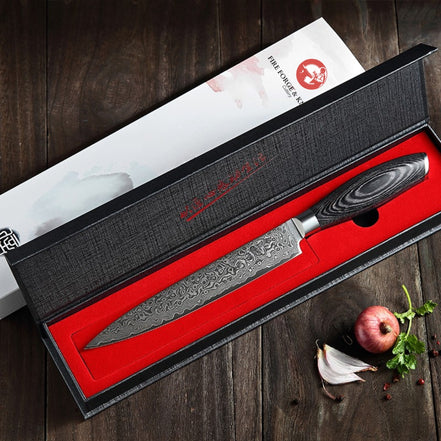 Carving Knife — 10Cr15 Stainless Damascus Steel | Long Slice Control
