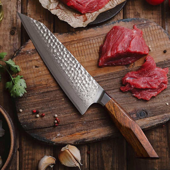 Chef’s Knife in Damascus Steel with 49 Layers and Desert Ironwood Handle