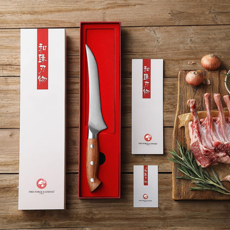 7" Filleting Knife in 1.4116 Stainless Steel with Redwood Handle and Stainless Steel Rivets