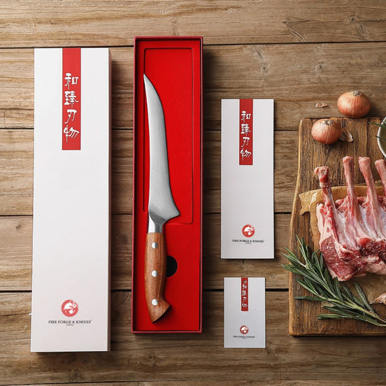 7" Filleting Knife in 1.4116 Stainless Steel with Redwood Handle and Stainless Steel Rivets