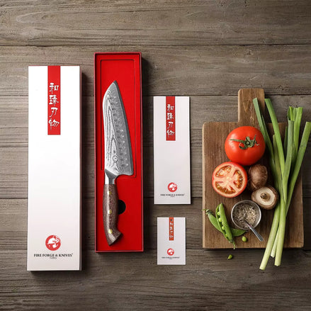 7.3″ Santoku Knife in 67-Layer Damascus Steel with Micarta Handle