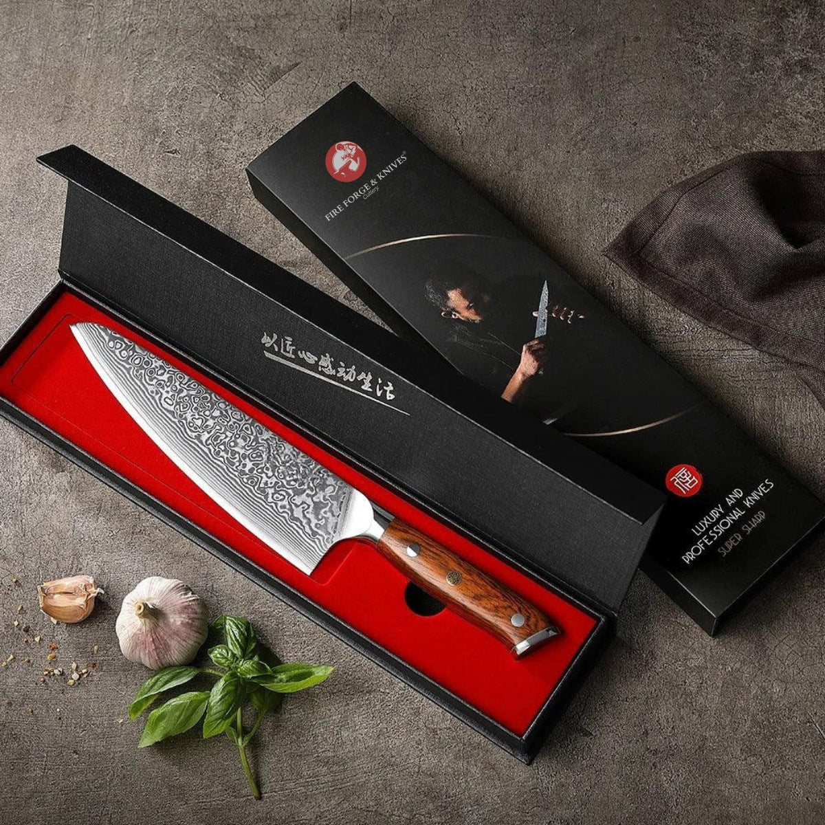 Chef Knife in 67-Layer Damascus Steel with Premium Rosewood Handle