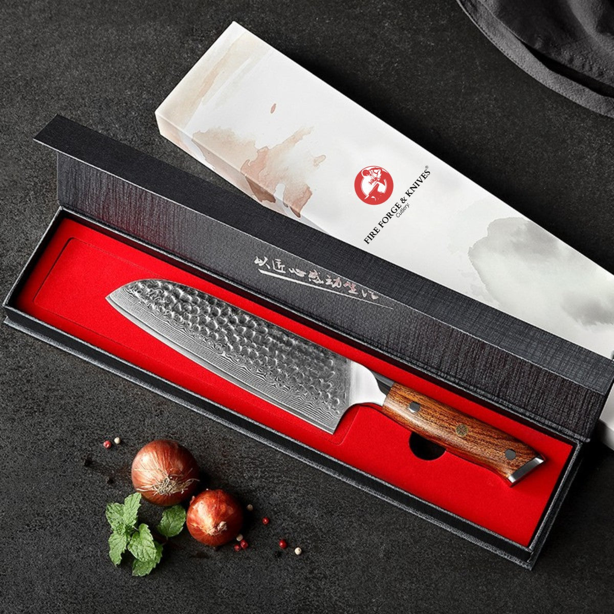 7'' Santoku Knife in 67-Layer Damascus Steel with Desert Ironwood Handle