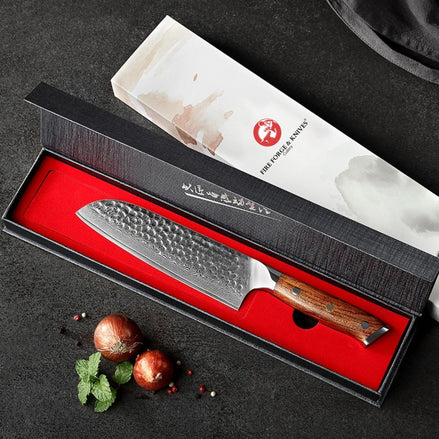 7'' Santoku Knife in 67-Layer Damascus Steel with Desert Ironwood Handle