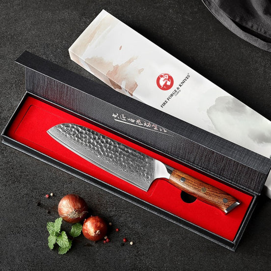 7'' Santoku Knife in 67-Layer Damascus Steel with Desert Ironwood Handle