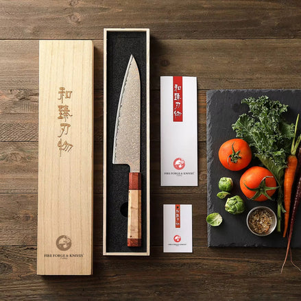 8.3″ Chef Knife in Tricolour Damascus Steel, 37 Layers