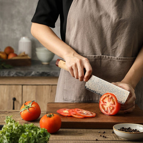 Nakiri Knife 7.2” in Tricolour Damascus Steel