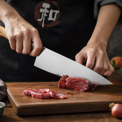 8.3" Chef’s Knife in Sandvik 14C28N Steel with Olive Wood Handle