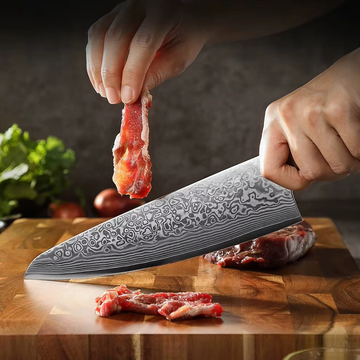 Chef Knife in 67-Layer Damascus Steel with Premium Rosewood Handle