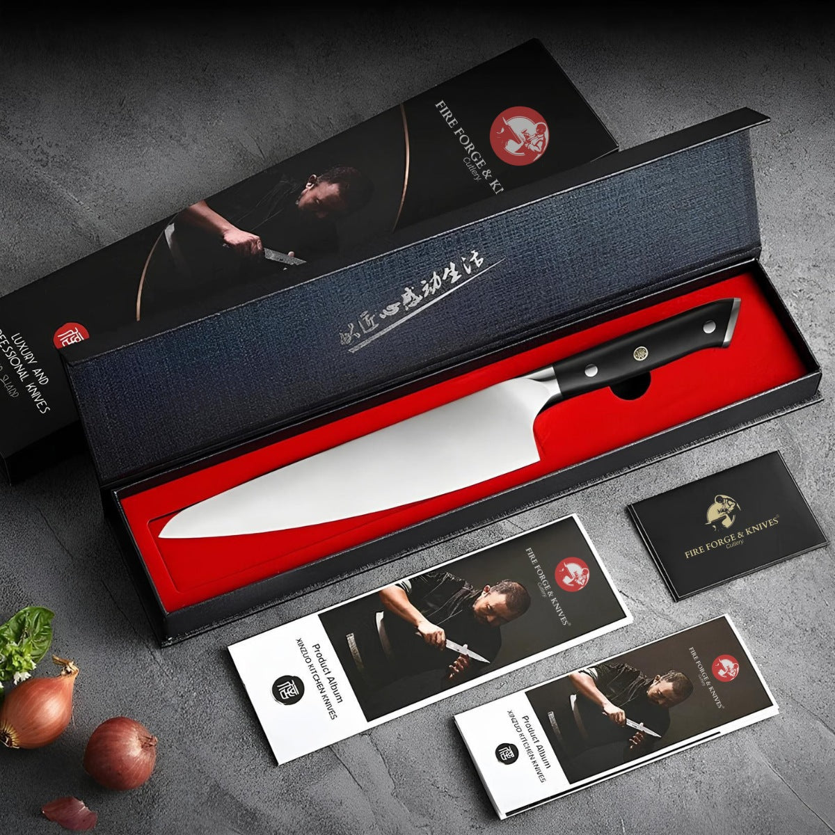 Premium 8.3″ Chef Knife with 1.4116 Stainless Steel Blade and Polished Ebony Handle