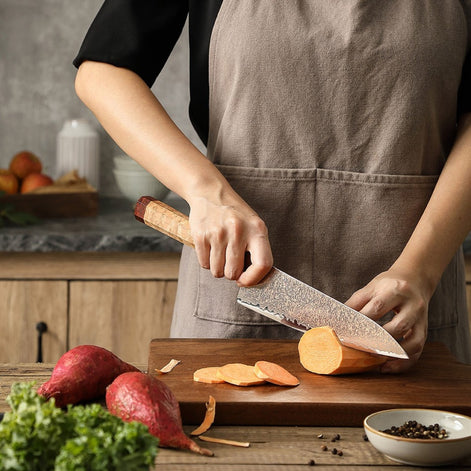 8.3″ Chef Knife in Tricolour Damascus Steel, 37 Layers