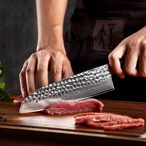 Santoku 7″ Knife in 67-Layer Damascus Steel with Desert Ironwood Handle