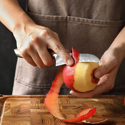 Paring Knife 4" — Curved Damascus | Precision Peeling and Detail Work
