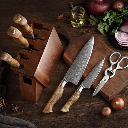 Knife Block Set — Damascus Steel | Structured Kitchen System