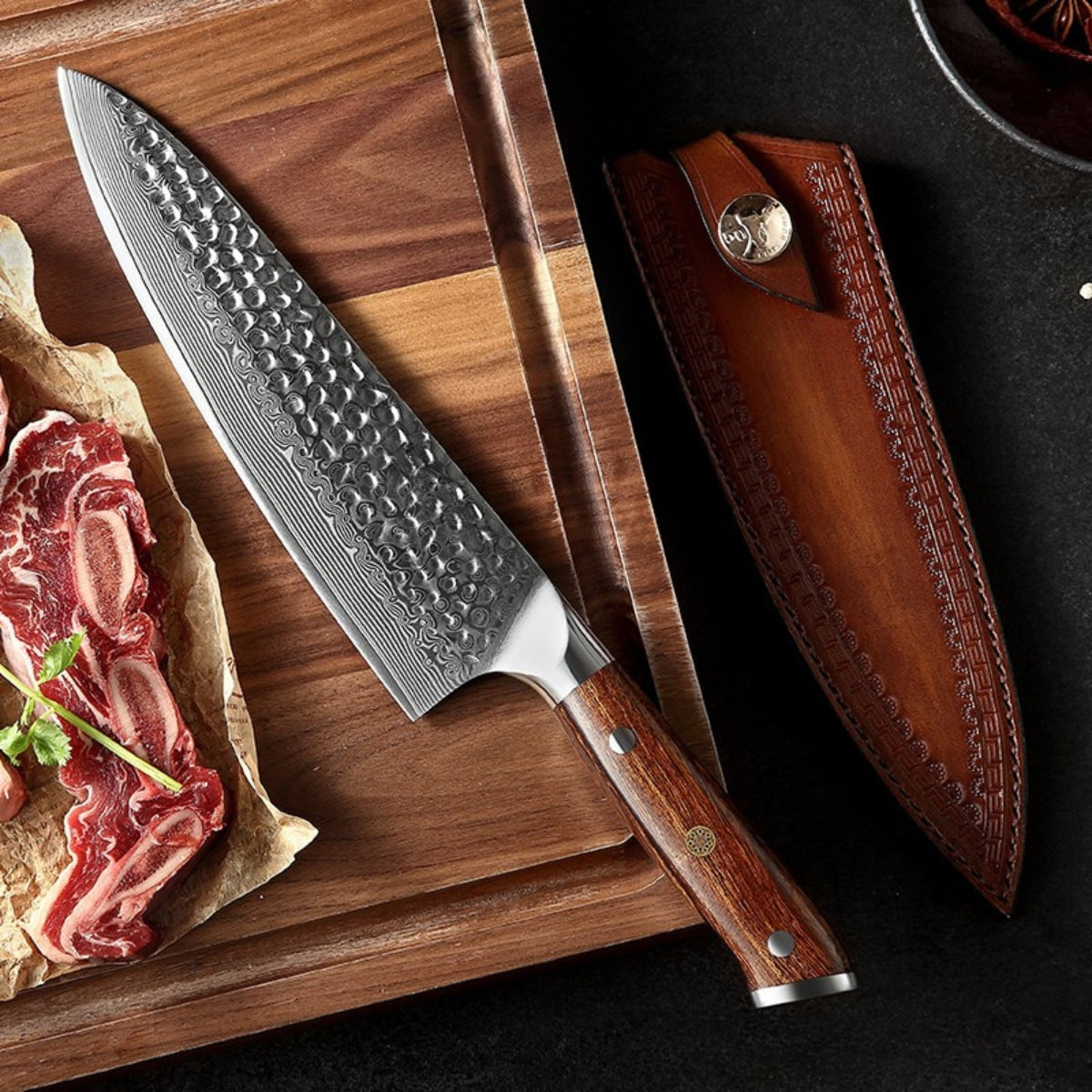 Chef Knife in 67-Layer Damascus Steel with Desert Ironwood Handle