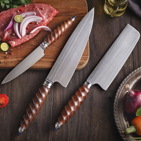Professional Knives Set in Böhler M390 Steel with Hybrid Handle