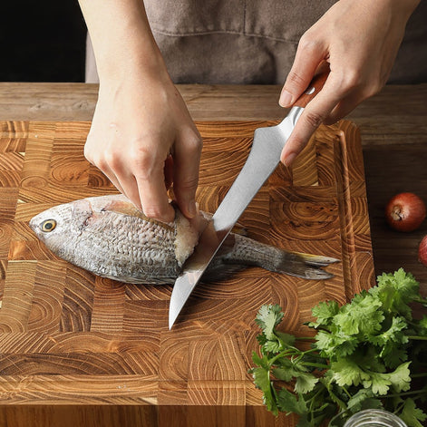 7" Filleting Knife in 1.4116 Stainless Steel with Redwood Handle and Stainless Steel Rivets