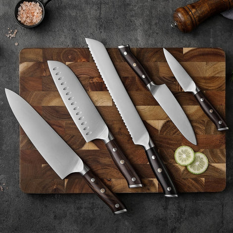 Professional Knives Set in 1.4116 Stainless Steel with Ebony Wood Handle