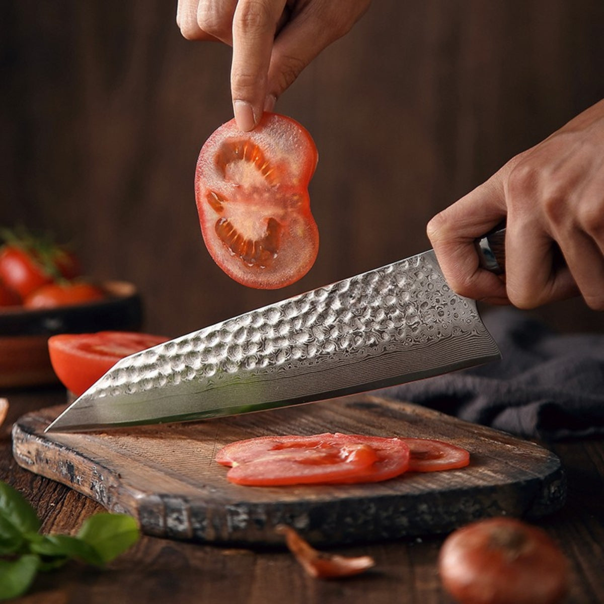 Chef’s Knife in Damascus Steel with 49 Layers and Desert Ironwood Handle