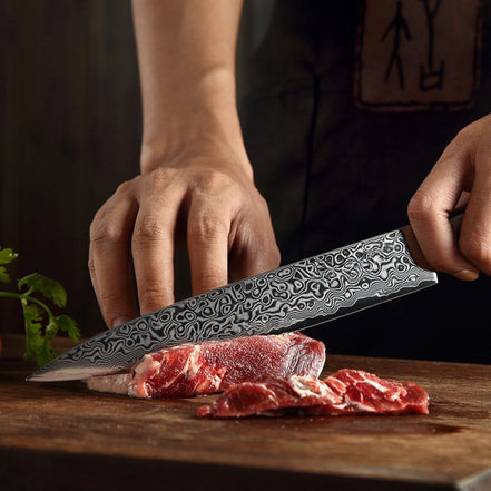 Carving Knife — 10Cr15 Stainless Damascus Steel | Long Slice Control