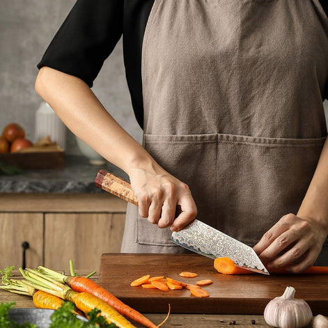 6.5″ Bunka Knife in 37-Layer Tricolour Damascus Steel